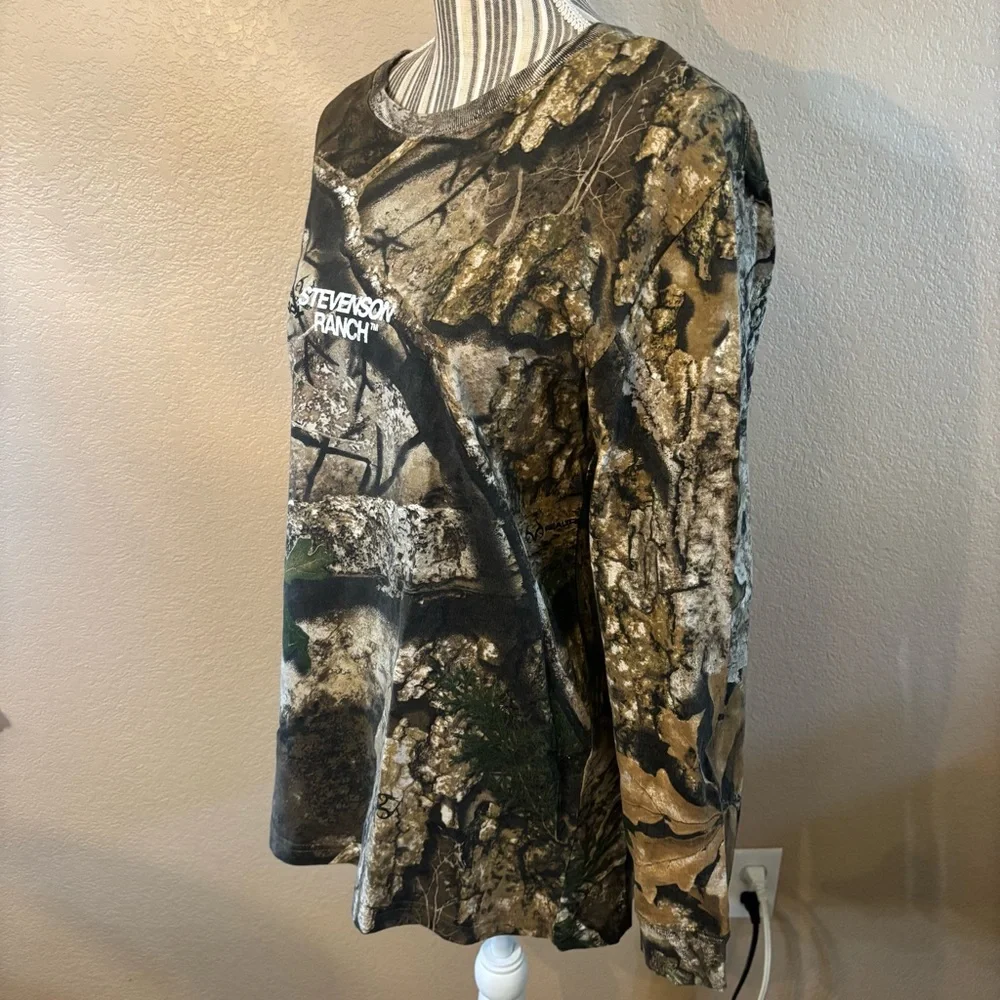 NEW Stevenson Ranch Tee Med Camo Long Slv Brown/Green Unisex Realtree APX Cotton - Picture 8 of 16